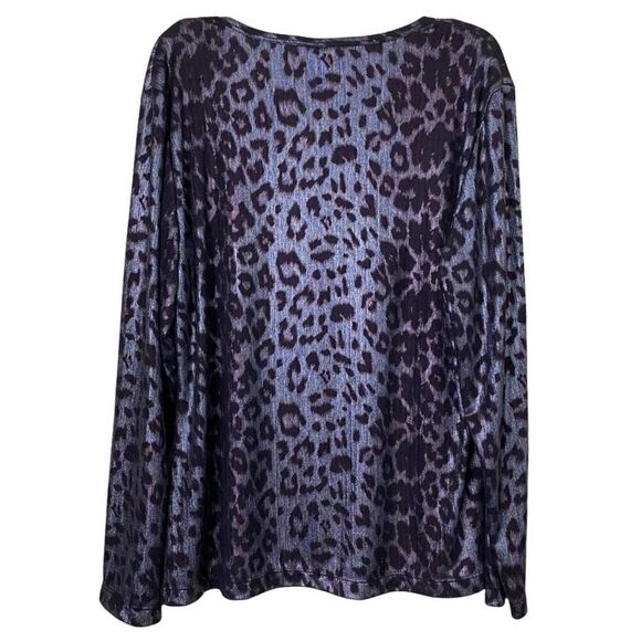 Chicos Animal Print Shimmer Scoop Neck Top Size medium - Picture 5 of 5